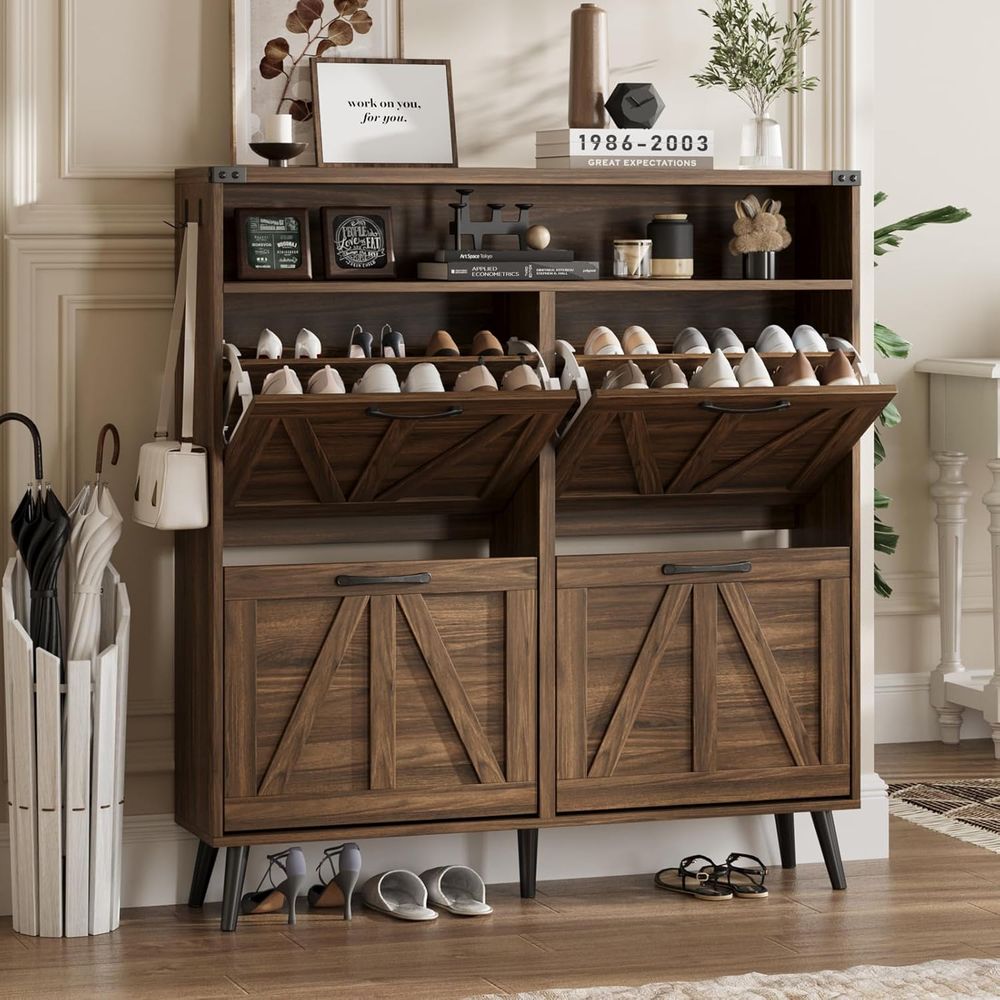 Scarpiera con 4 ripiani, mobil - Shoe Rack Cabinet Narrow Entryway recensione e prezzo