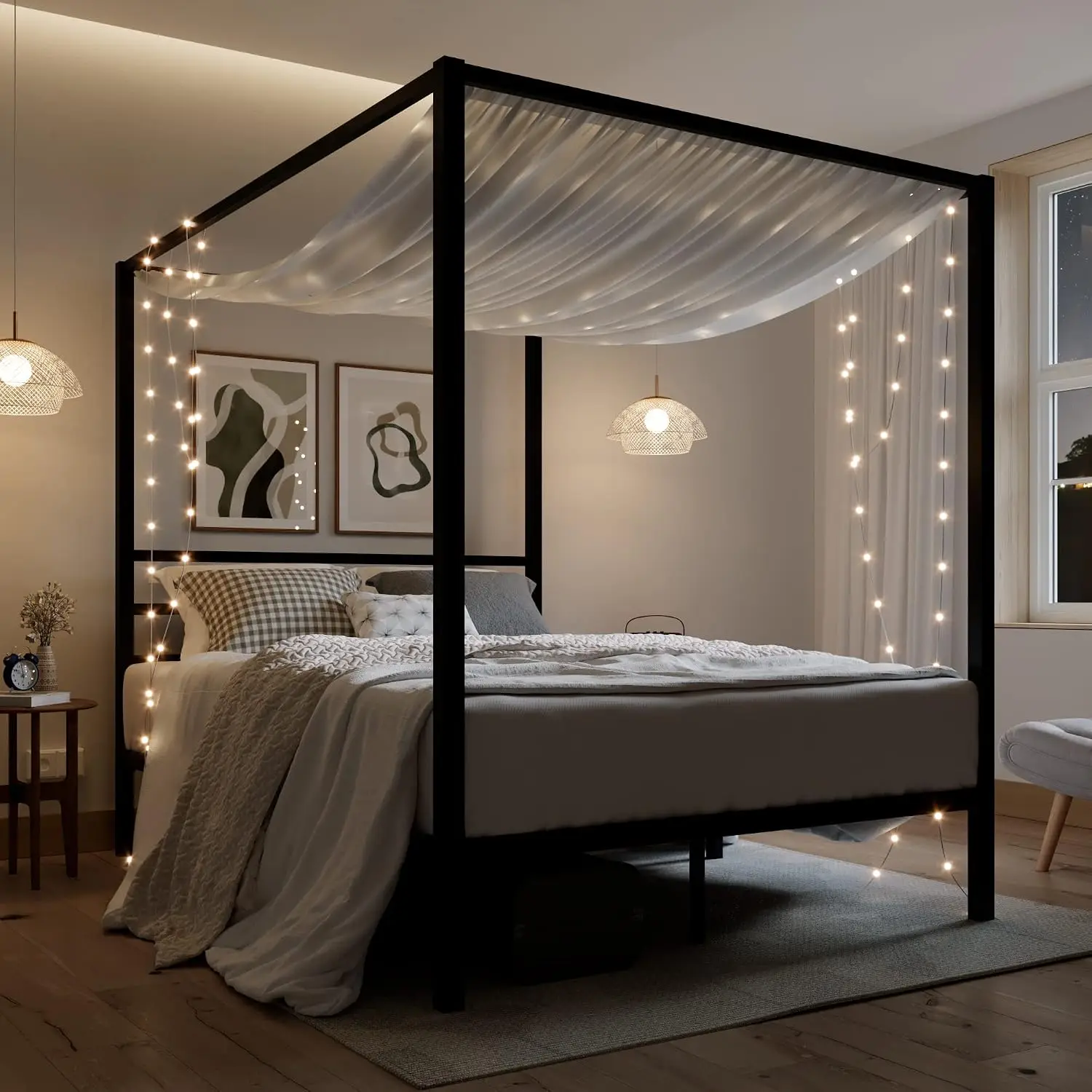 Letto a baldacchino in metallo - Canopy Bed Frame Metal Queen recensione e prezzo