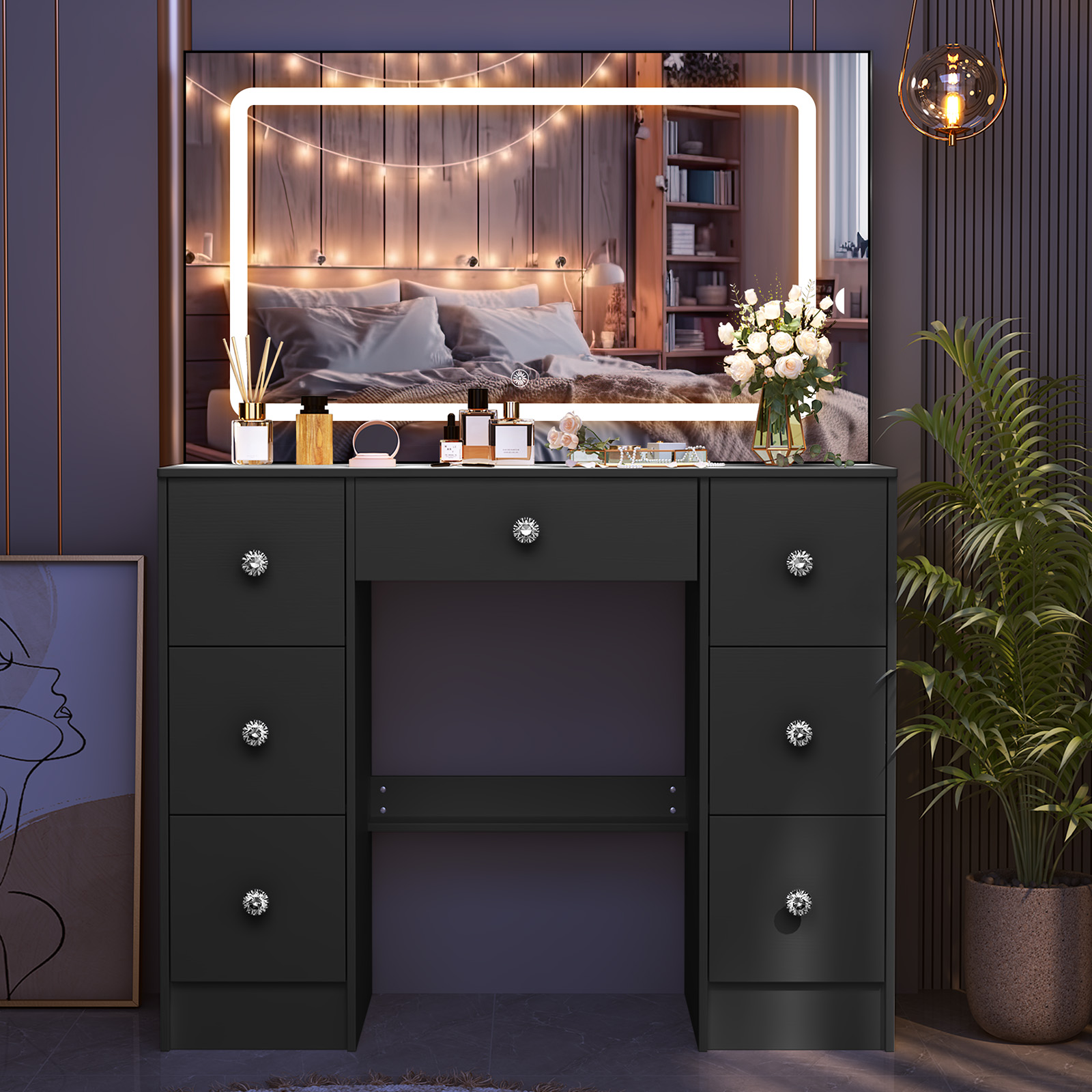 Tavolo da Trucco Nero con Spec - Dressing Table Vanity With Lighted Mirror recensione e prezzo