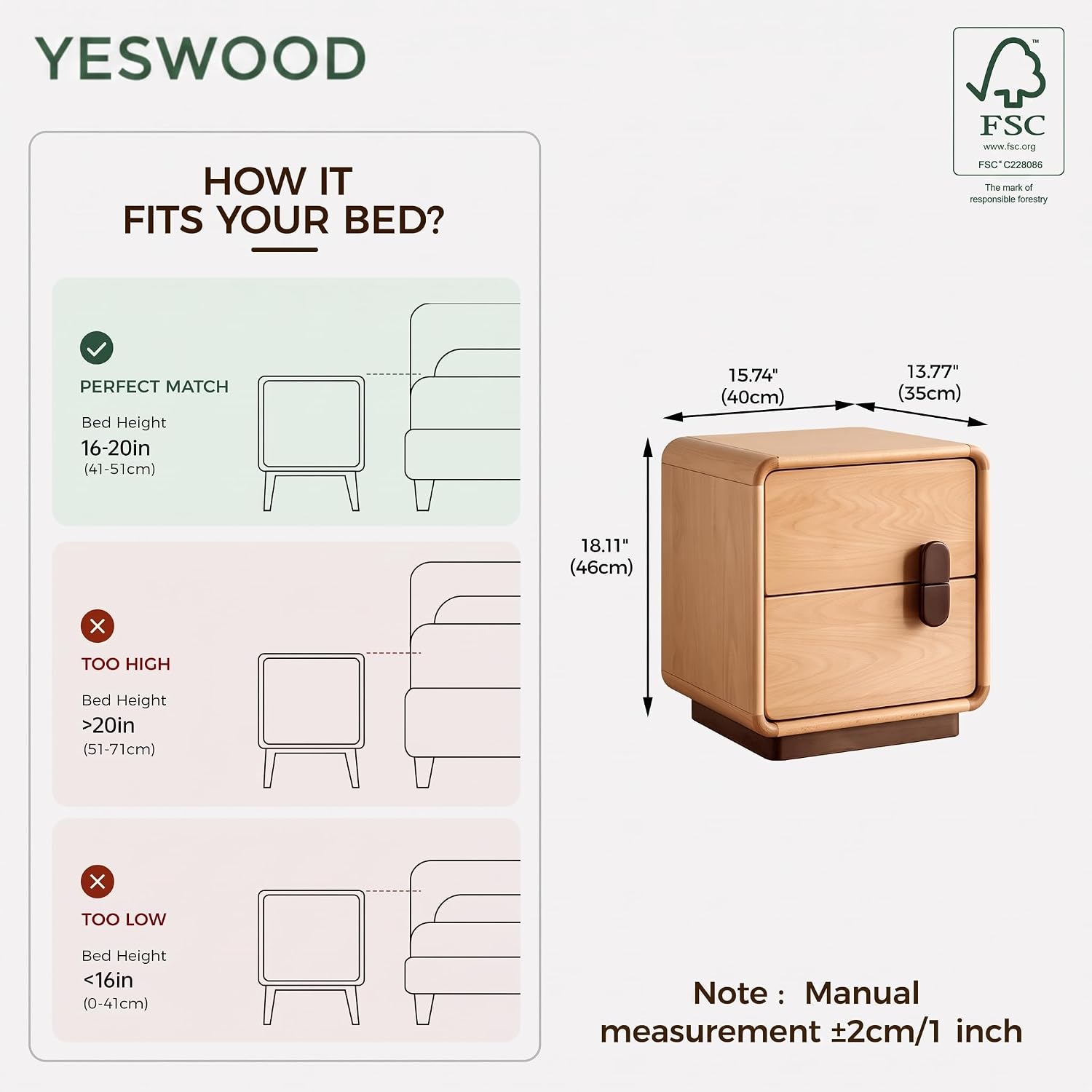 Comodino in legno massello con - Solid Wood Nightstand 2 Drawers recensione e prezzo