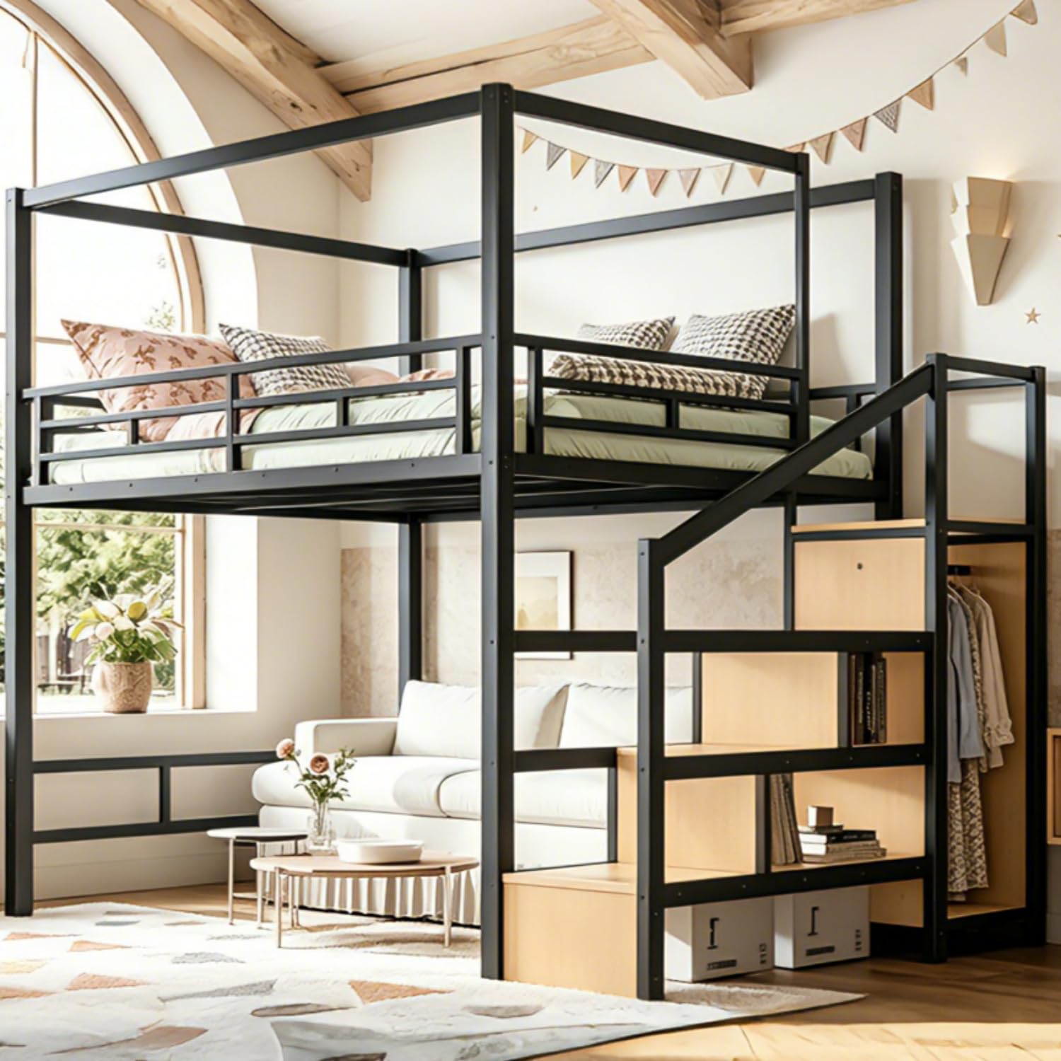 Letto a soppalco Queen con sca - Canopy Bed Frame Metal Queen recensione e prezzo