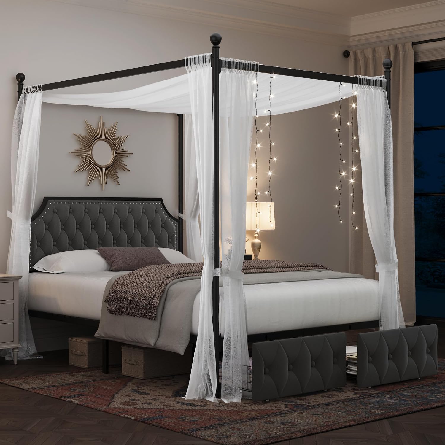 Struttura per letto matrimonia - Canopy Bed Frame Metal Queen recensione e prezzo