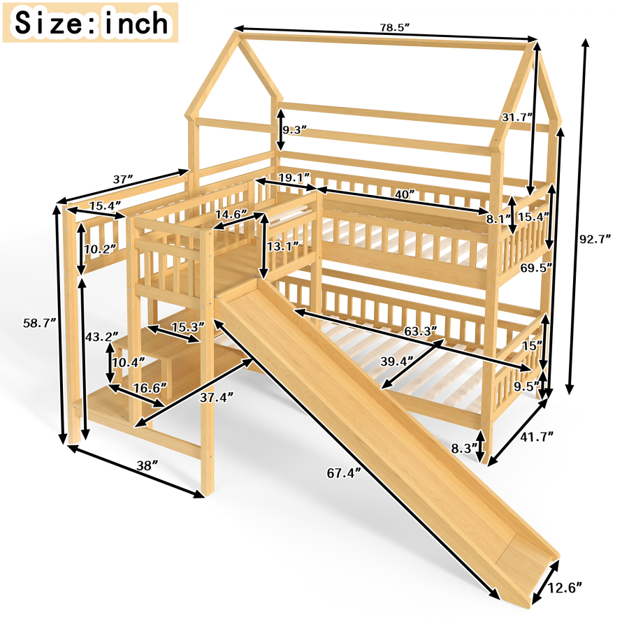 Letto a castello a forma di ca - Bunk Bed With Stairs And Slide recensione e prezzo