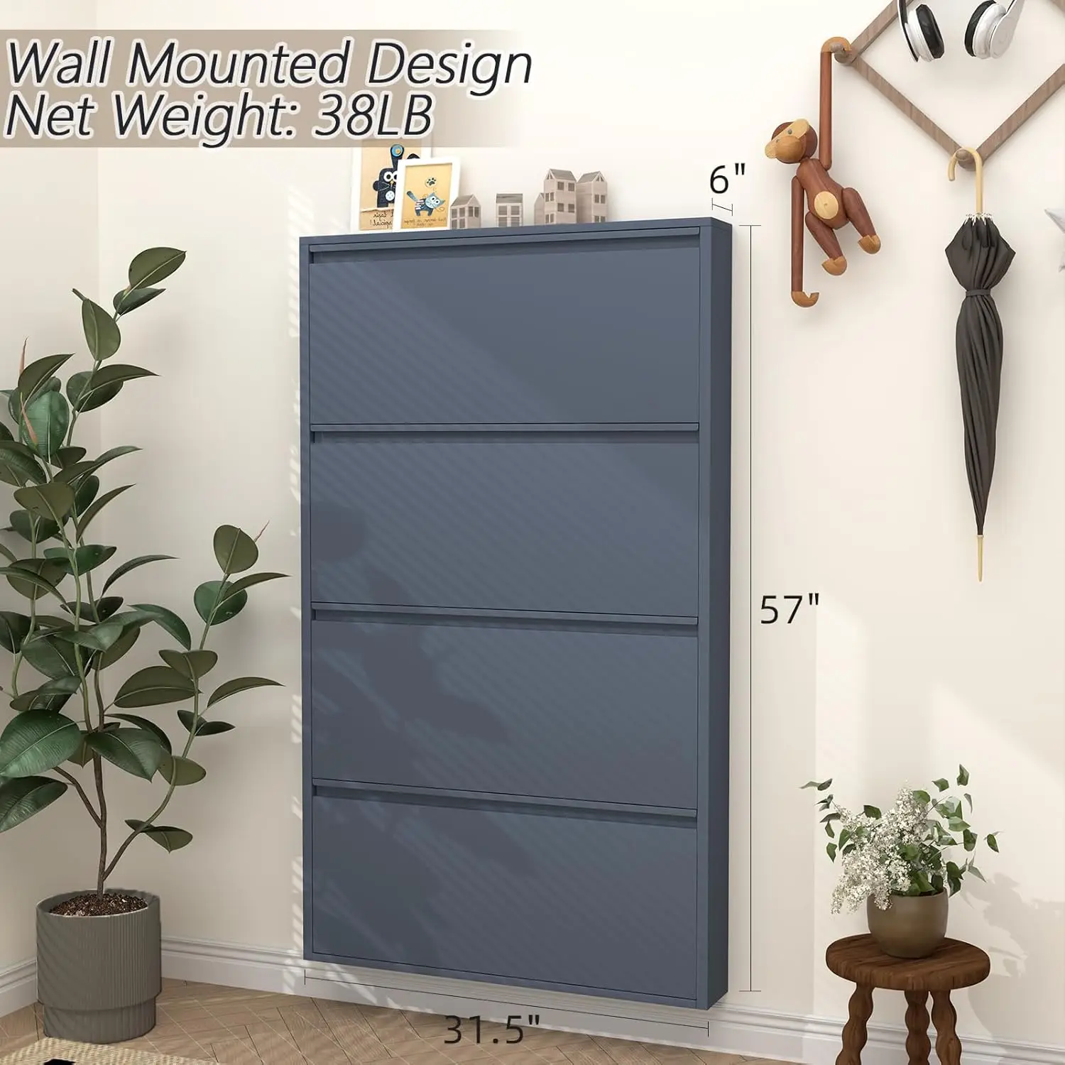 Scarpiera con 4 ante a ribalta - Shoe Rack Cabinet Narrow Entryway recensione e prezzo