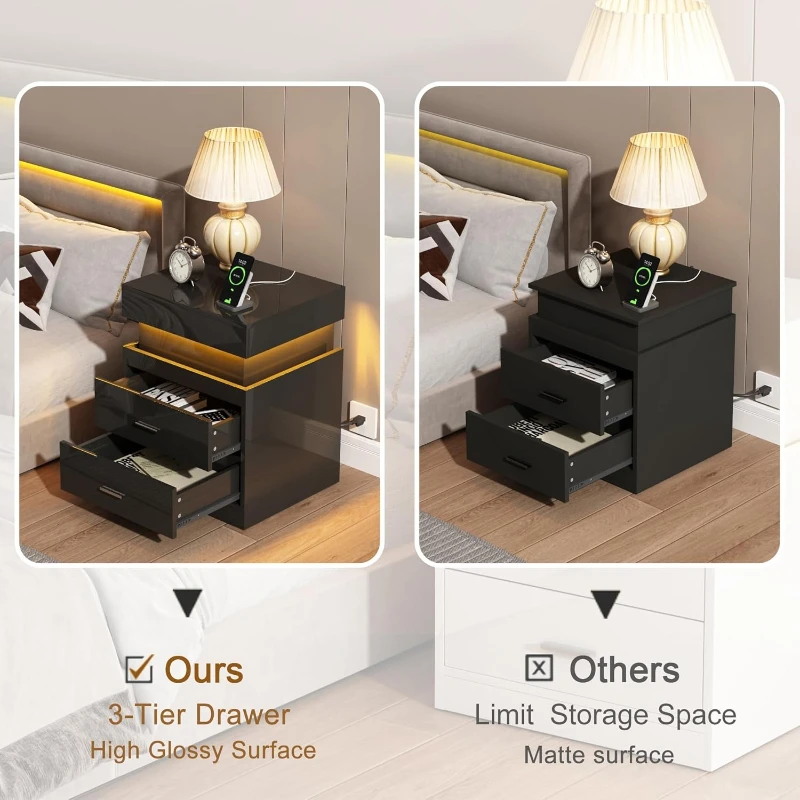 Comodino LED con Stazione di R - Solid Wood Nightstand 2 Drawers recensione e prezzo