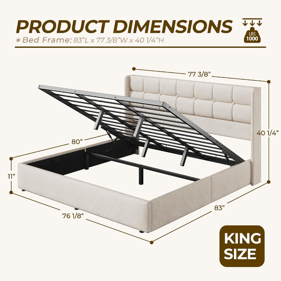 Letto con struttura a piattafo - Gas Lift Storage Bed Hydraulic recensione e prezzo